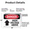 Signmission High Voltage Above Danger Sign, Plastic, 18in W x 12in L, 2PK OS-2PACK-DS-P-1218-L-2228 - alternate 4